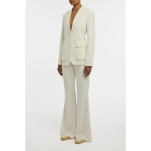 Gabriela Hearst Ianthe Flare Pant in Ivory Sea Island Cotton Corduroy, view 3
