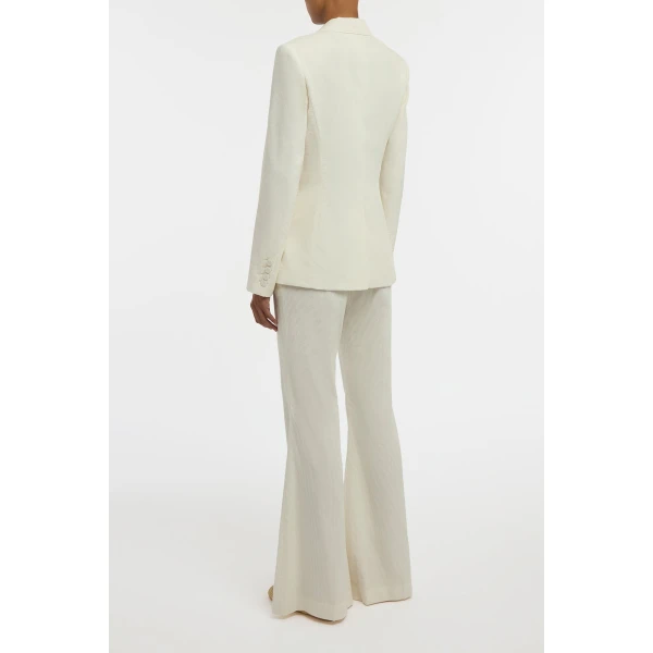 Gabriela Hearst Ianthe Flare Pant in Ivory Sea Island Cotton Corduroy, view 4
