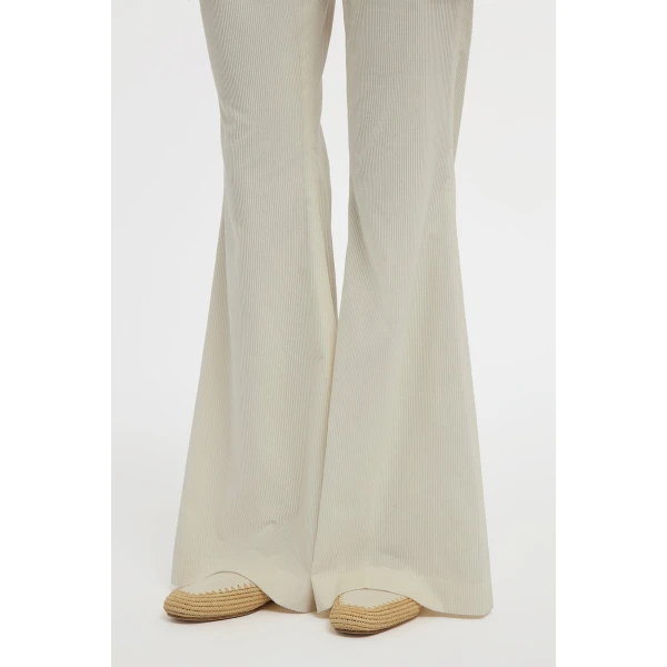 Gabriela Hearst Ianthe Flare Pant in Ivory Sea Island Cotton Corduroy, view 5