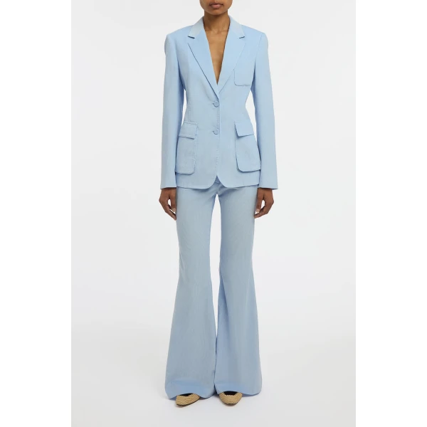 Gabriela Hearst Ianthe Flare Pant in Light Blue Sea Island Cotton Corduroy, view 2