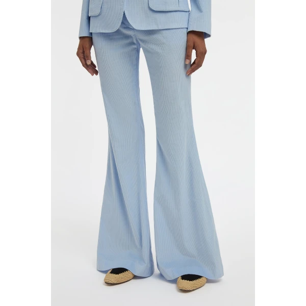 Gabriela Hearst Ianthe Flare Pant in Light Blue Sea Island Cotton Corduroy, view 5