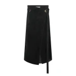 Gabriela Hearst Idalia Wrap Midi Skirt in Black Suede