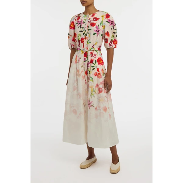 Gabriela Hearst Ignis Maxi Shirtdress in Uruguayan Flowers Printed Linen Dress, view 3