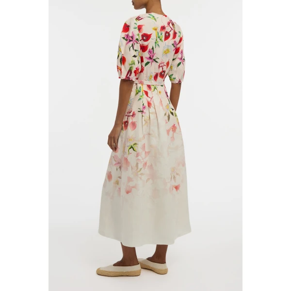 Gabriela Hearst Ignis Maxi Shirtdress in Uruguayan Flowers Printed Linen Dress, view 4