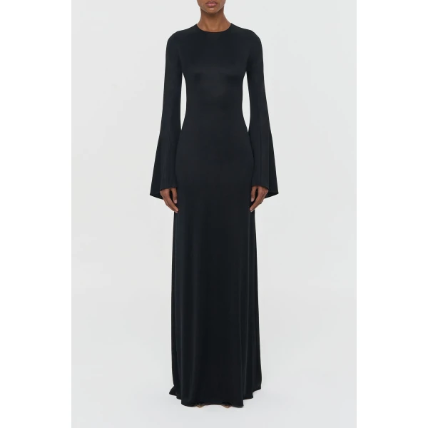Gabriela Hearst Imara Maxi Dress in Black Silk Jersey, view 2