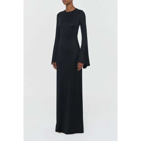 Gabriela Hearst Imara Maxi Dress in Black Silk Jersey, view 3