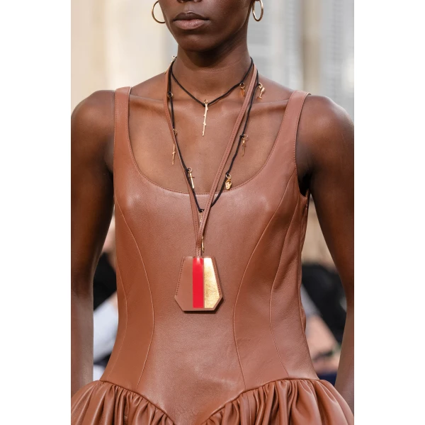 Gabriela Hearst Isai Maxi Dress In Cognac Nappa Leather, view 3