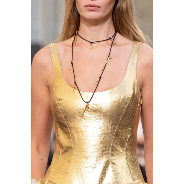 Gabriela Hearst Isai Maxi Dress in Metallic Gold Linen Twill, view 4