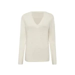 Gabriela Hearst Isiah Knit V-Neck Sweater in Ivory Cashmere