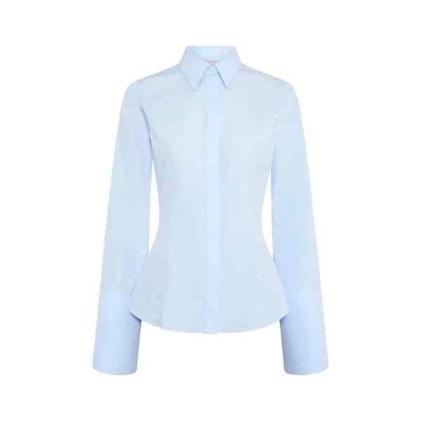 Gabriela Hearst Jataya Shirt in Light Blue Sea Island Cotton, view 6