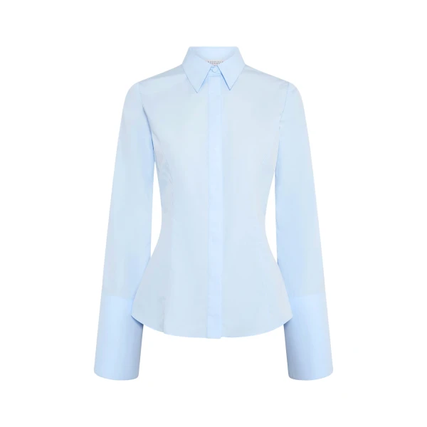 Gabriela Hearst Jataya Shirt in Light Blue Sea Island Cotton