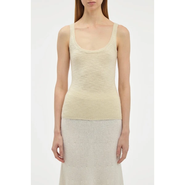 Gabriela Hearst Jayce Knit Tank Top in Ivory Cashmere, view 3