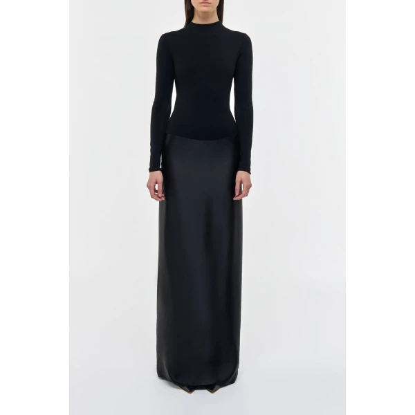 Gabriela Hearst Jessamy Maxi Dress in Black Silk Satin, view 3