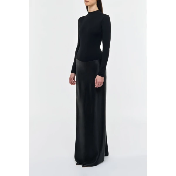 Gabriela Hearst Jessamy Maxi Dress in Black Silk Satin, view 4