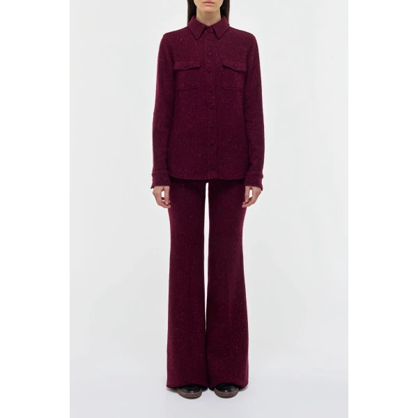 Gabriela Hearst John Austin Shirt in Bordeaux Speckled Cashmere, view 2