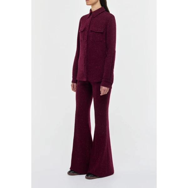 Gabriela Hearst John Austin Shirt in Bordeaux Speckled Cashmere, view 3