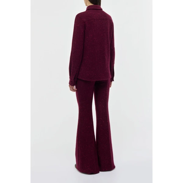 Gabriela Hearst John Austin Shirt in Bordeaux Speckled Cashmere, view 4