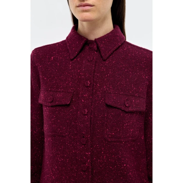 Gabriela Hearst John Austin Shirt in Bordeaux Speckled Cashmere, view 5