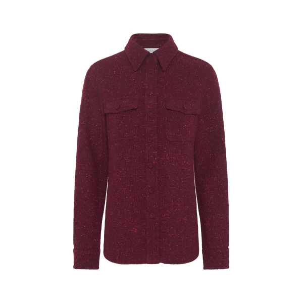 Gabriela Hearst John Austin Shirt in Bordeaux Speckled Cashmere, view 6