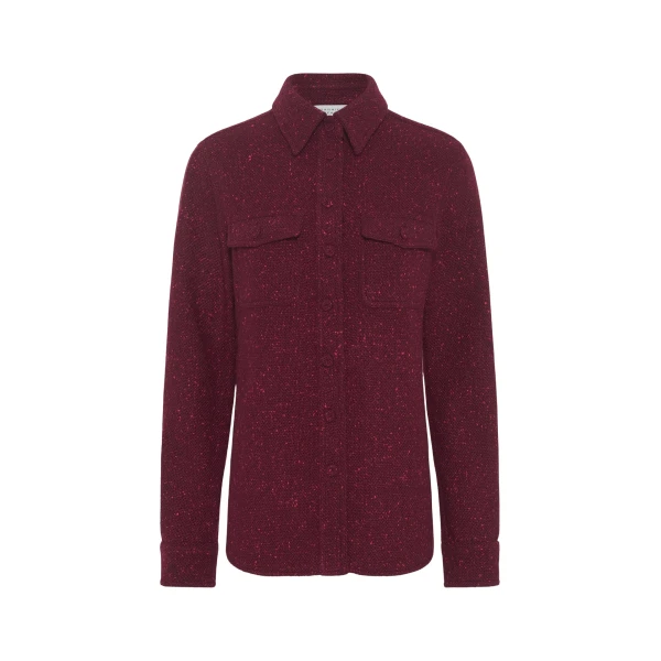 Gabriela Hearst John Austin Shirt in Bordeaux Speckled Cashmere