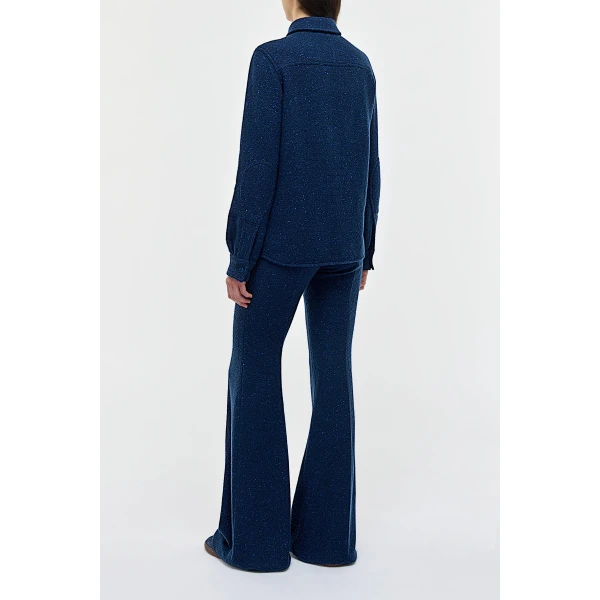Gabriela Hearst John Austin Shirt in Electric Navy Speckled Cashmere, view 4