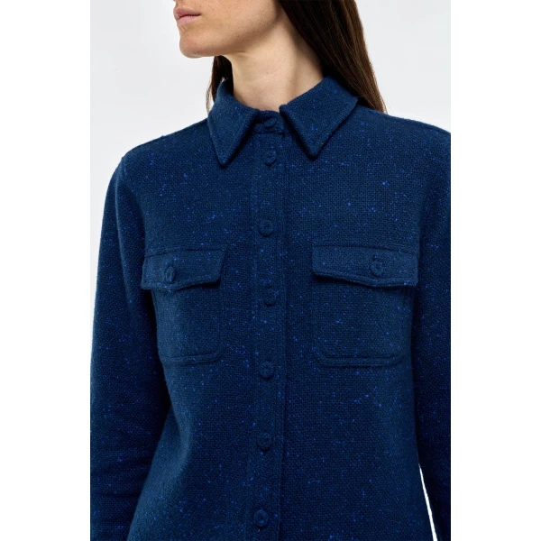 Gabriela Hearst John Austin Shirt in Electric Navy Speckled Cashmere, view 5