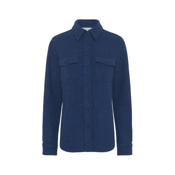 Gabriela Hearst John Austin Shirt in Electric Navy Speckled Cashmere