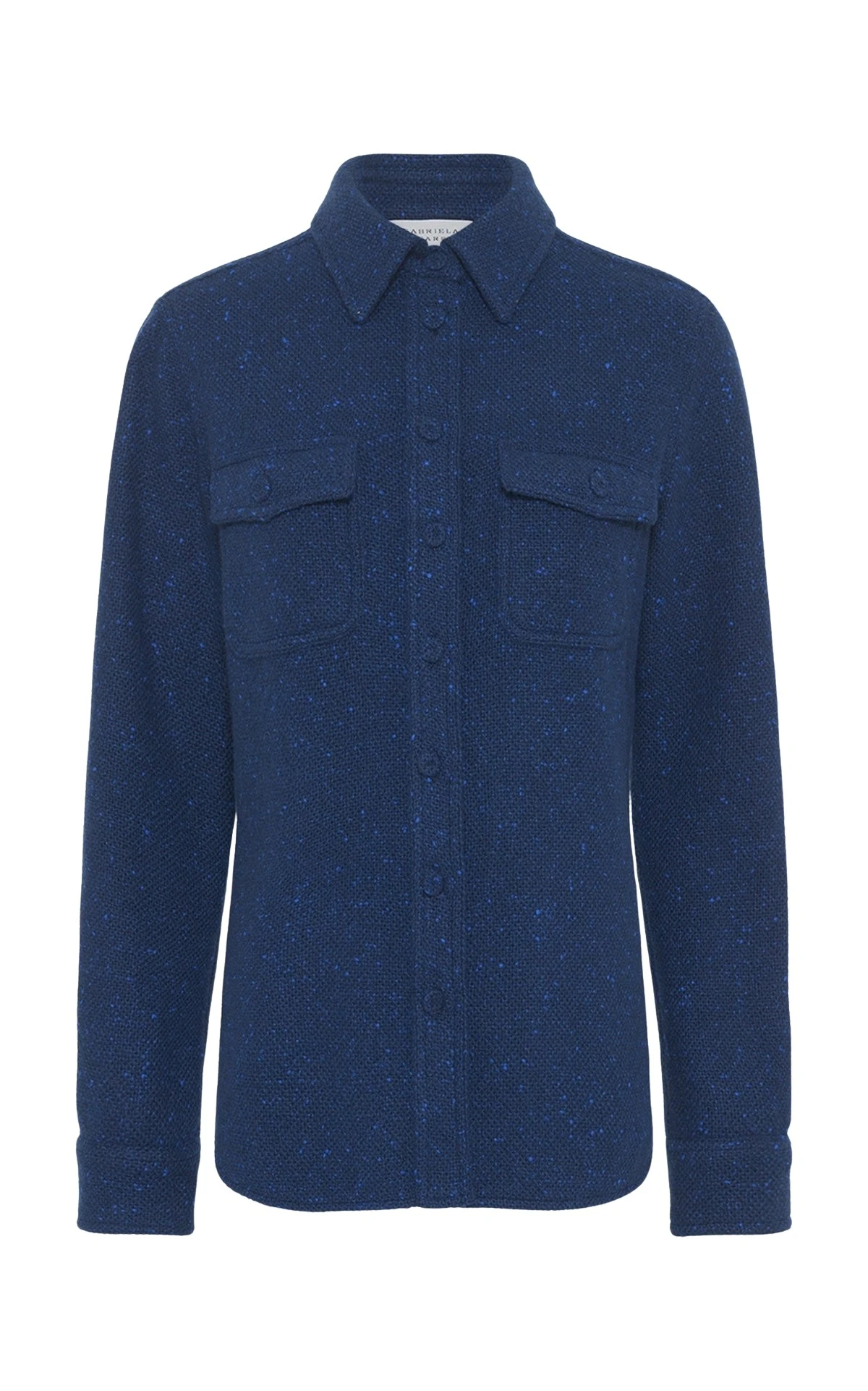 Gabriela Hearst John Austin Shirt in Electric Navy Speckled Cashmere