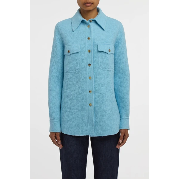 Gabriela Hearst John Austin Shirt in Light Blue Cashmere Felt, view 3