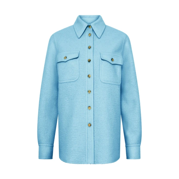 Gabriela Hearst John Austin Shirt in Light Blue Cashmere Felt, view 6
