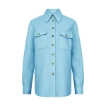 Gabriela Hearst John Austin Shirt in Light Blue Cashmere Felt