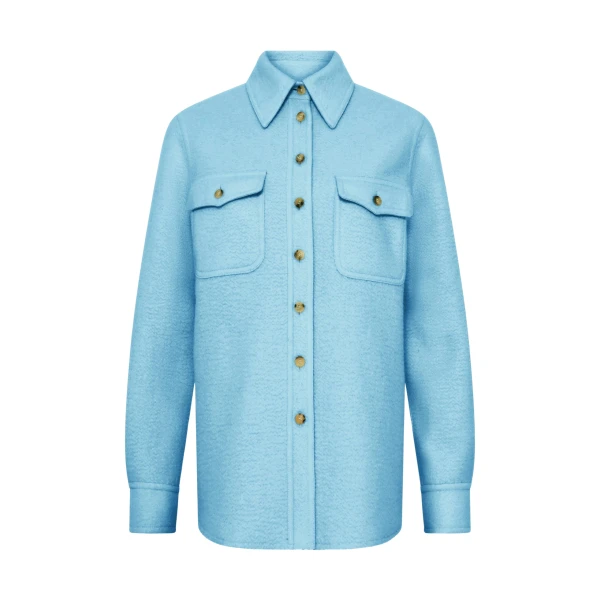 Gabriela Hearst John Austin Shirt in Light Blue Cashmere Felt