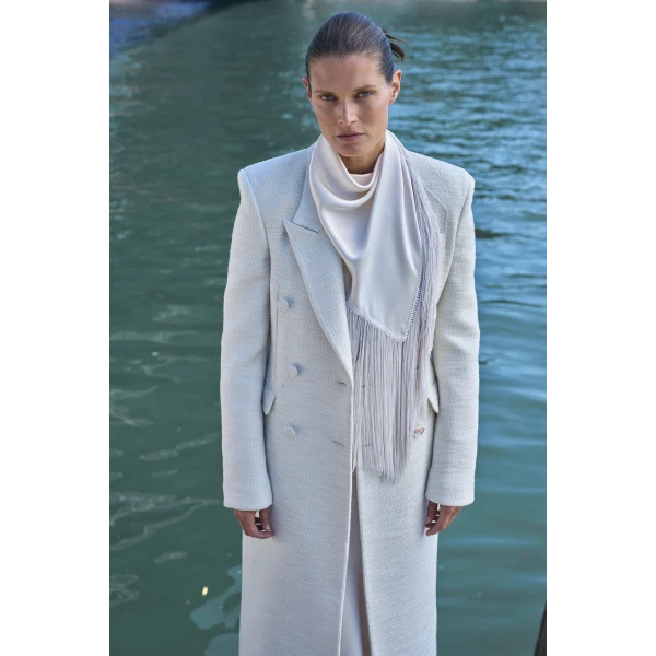 Gabriela Hearst Julien Coat in Ivory Recycled Wool Silk Cashmere, view 2