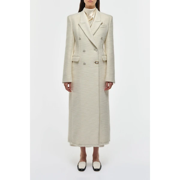 Gabriela Hearst Julien Coat in Ivory Recycled Wool Silk Cashmere, view 3