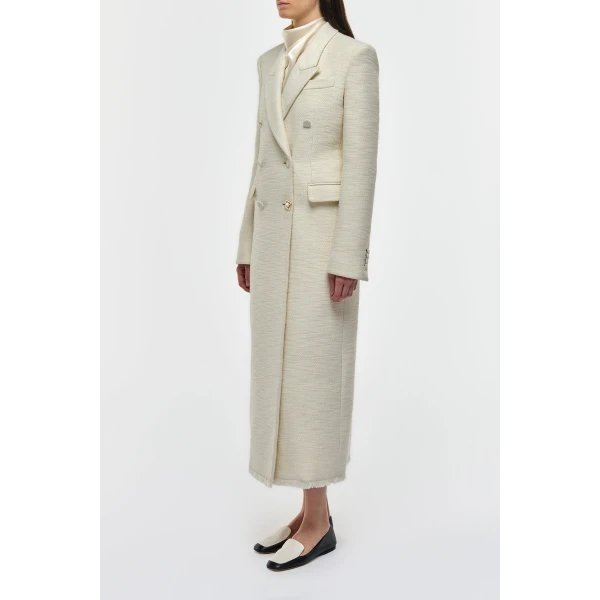 Gabriela Hearst Julien Coat in Ivory Recycled Wool Silk Cashmere, view 4