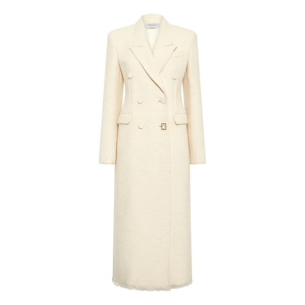 Gabriela Hearst Julien Coat in Ivory Recycled Wool Silk Cashmere, view 6