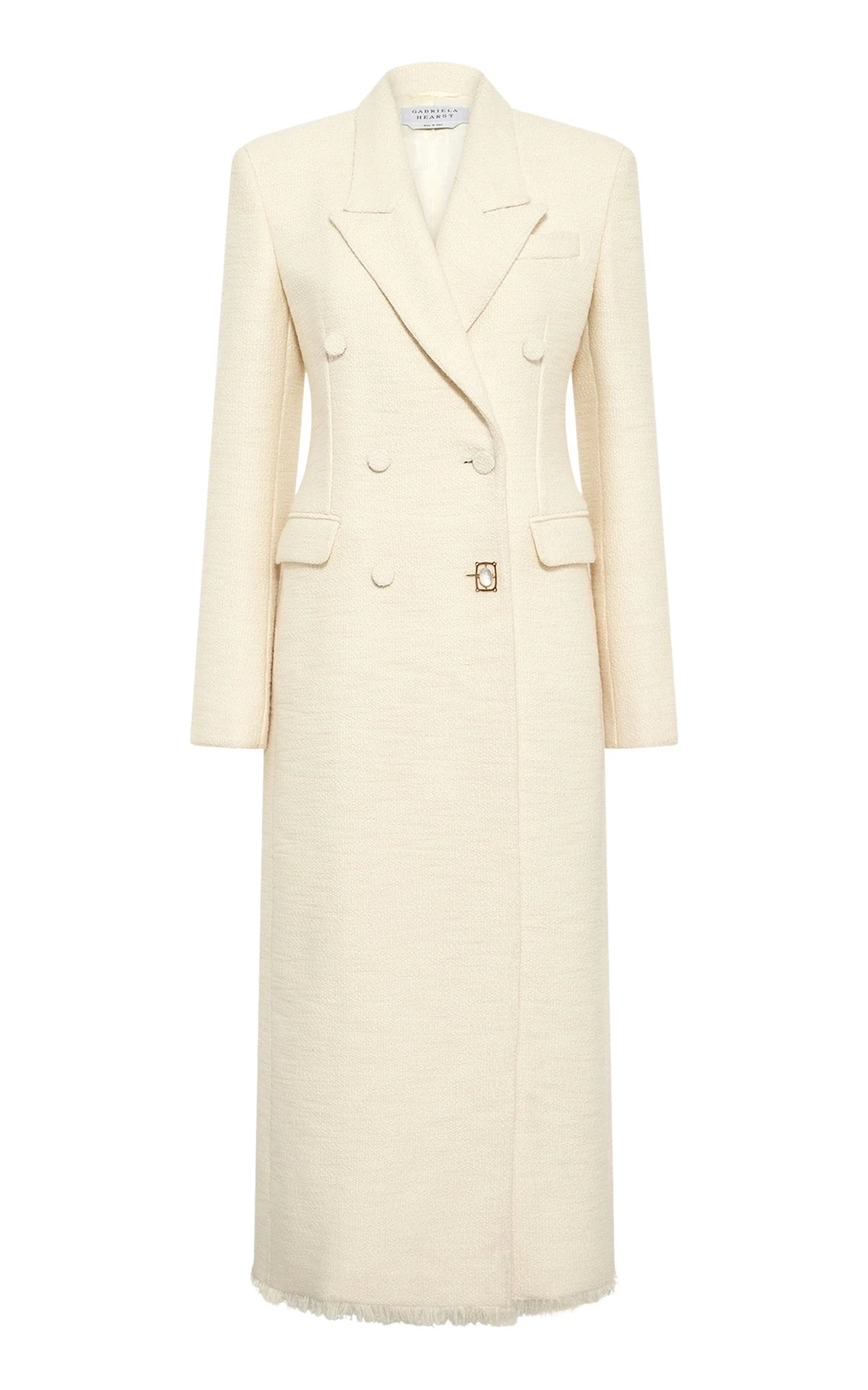 Julien Coat in Ivory Recycled Wool Silk Cashmere