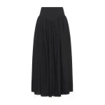 Gabriela Hearst Juniper Maxi Pleated Skirt in Black Aloe Linen
