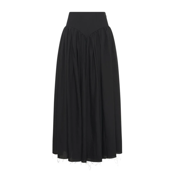 Gabriela Hearst Juniper Maxi Pleated Skirt in Black Aloe Linen