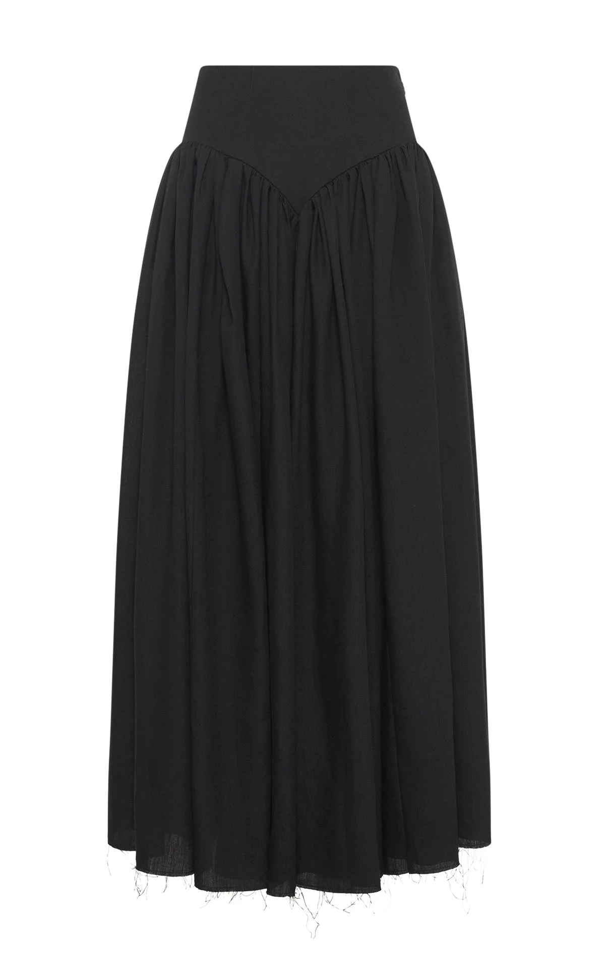 Gabriela Hearst Juniper Maxi Pleated Skirt in Black Aloe Linen