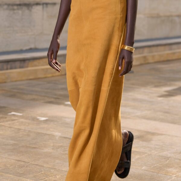Gabriela Hearst Kallen Hoodie Maxi Dress In Cashew Suede, view 3