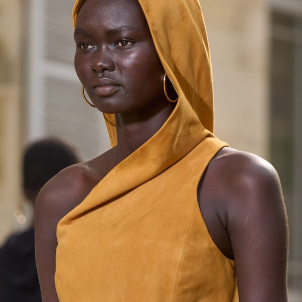 Gabriela Hearst Kallen Hoodie Maxi Dress In Cashew Suede, view 4