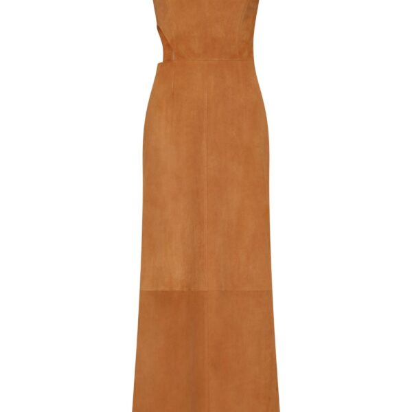Gabriela Hearst Kallen Hoodie Maxi Dress In Cashew Suede, view 6