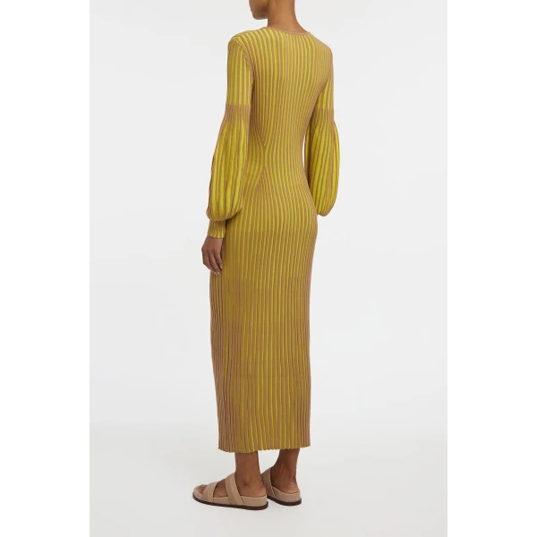 Gabriela Hearst Karina Knit Maxi Dress in Citrine & Camel Merino Wool, view 5