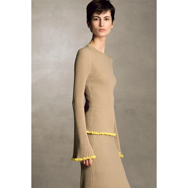 Gabriela Hearst Kavya Knit Maxi Skirt in Camel Cashmere Silk, view 2