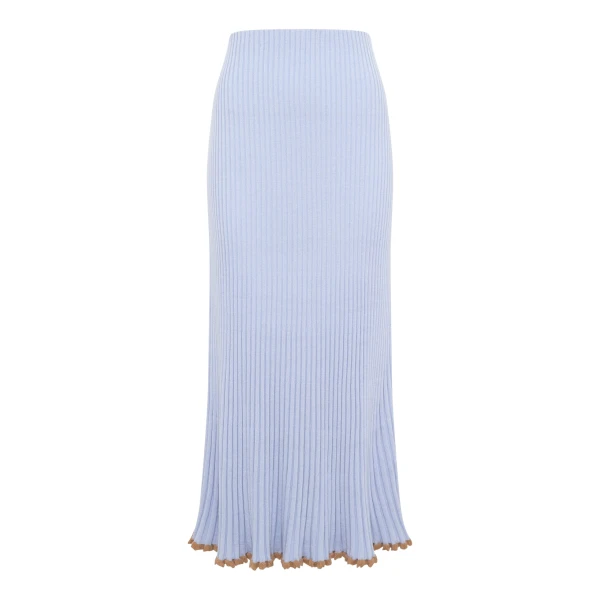 Gabriela Hearst Kavya Knit Skirt in Halogen Blue Cashmere Silk