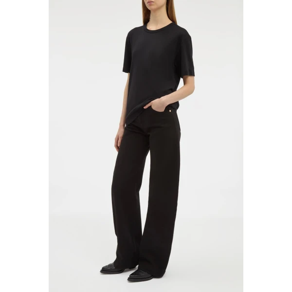 Gabriela Hearst Kirby T-Shirt in Black Cashmere Jersey Top, view 3