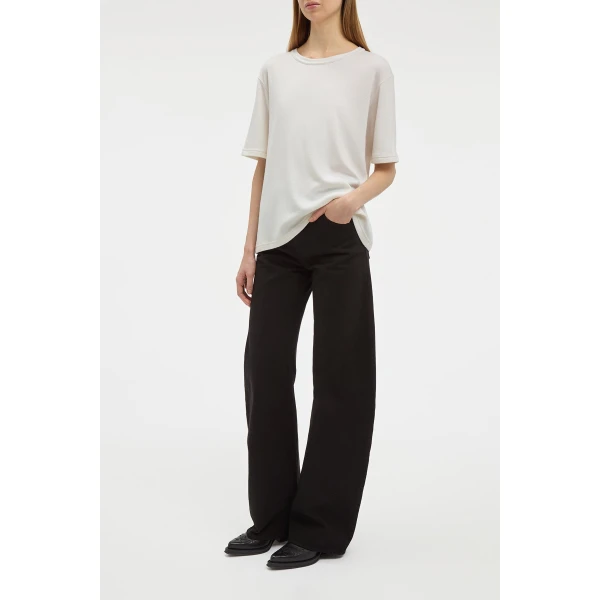 Gabriela Hearst Kirby T-Shirt in Ivory Cashmere Jersey Top, view 3