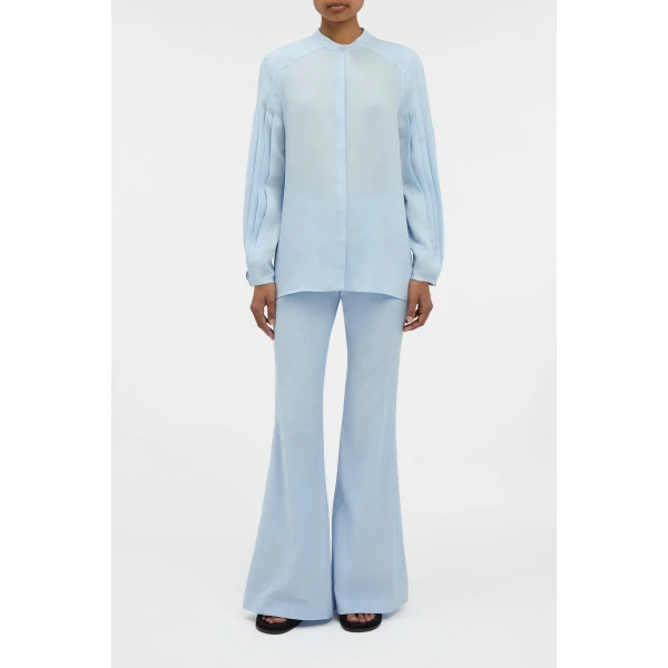 Gabriela Hearst Laetitia Blouse in Light Blue Aloe Linen, view 2