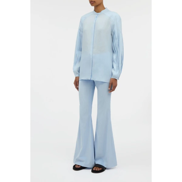 Gabriela Hearst Laetitia Blouse in Light Blue Aloe Linen, view 3